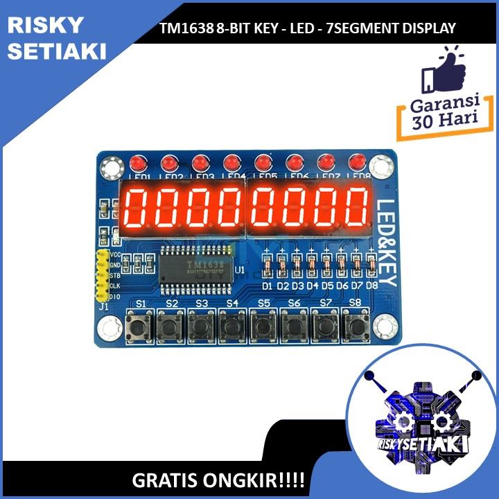 TM1638 8-BIT KEY - LED - 7SEGMENT DISPLAY MODULE ARDUINO RASPBERRY PI