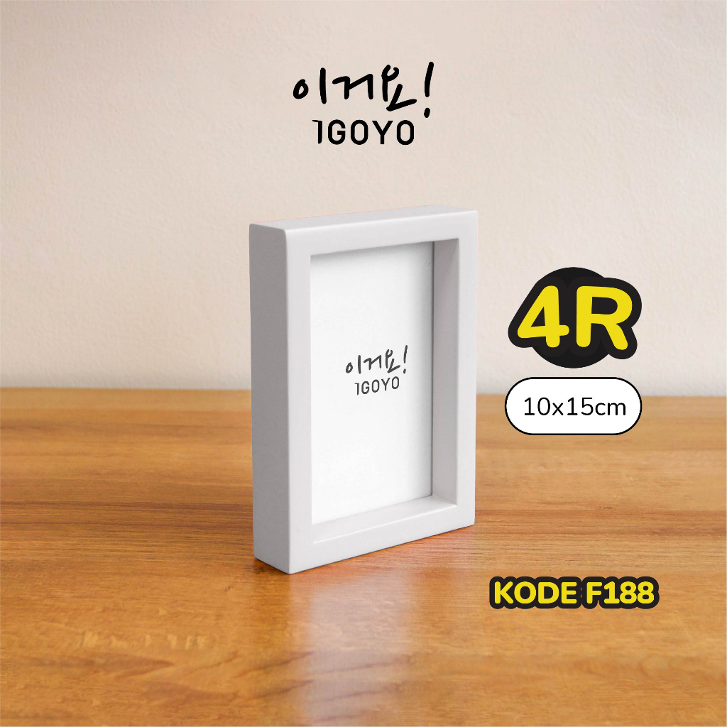 Bingkai Foto IGOYO Ukuran 4R (10x15cm) F188 + Artprint Tebal 3cm Pigura Hitam Putih | Photo Frame Hi