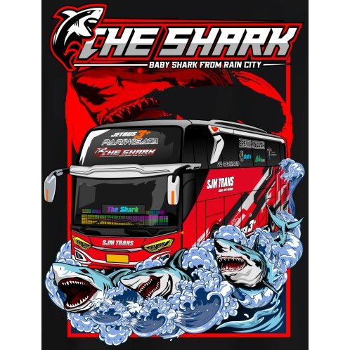 5 PCS STIKER BUSMANIA THE SHARK