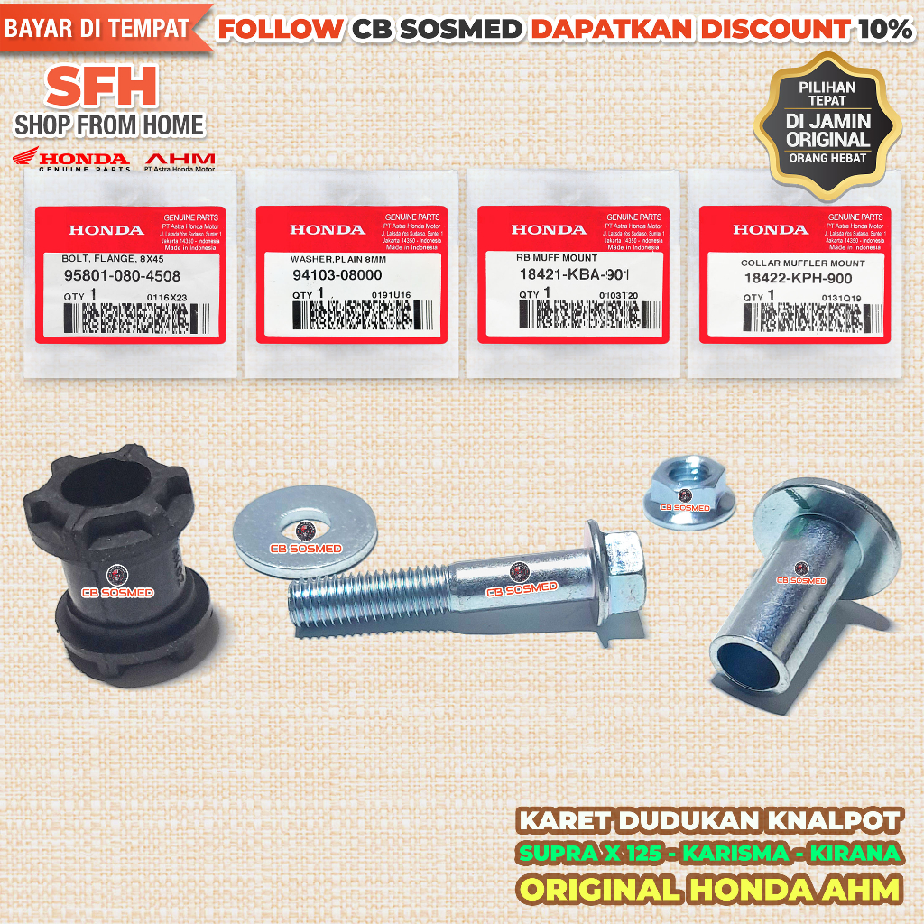 Karet Dudukan Knalpot Supra X 125 2007 - 2014 Bos Dudukan Knalpot Supra X 125 FI Karisma Kirana Orig