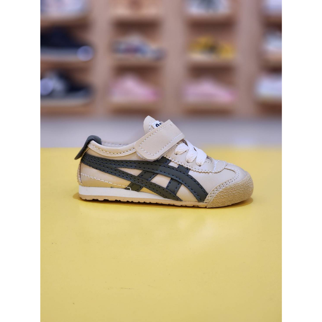 Sepatu Sneaker Anak Laki-Laki dan Perempuan Onitsuka Tiger Cream Army Tali Perekat