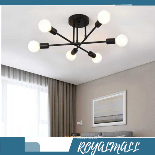 Fitting Lampu Plafon LED Minimalis Cabang 6 E27 260V / Fitting Lampu Plafon Flapon Plapon Plafond Pv