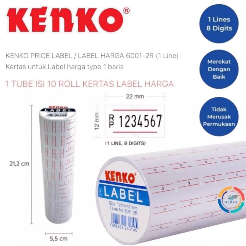 

KENKO PRICE LABEL / LABEL HARGA 6001-2R (1 Line) SATUAN
