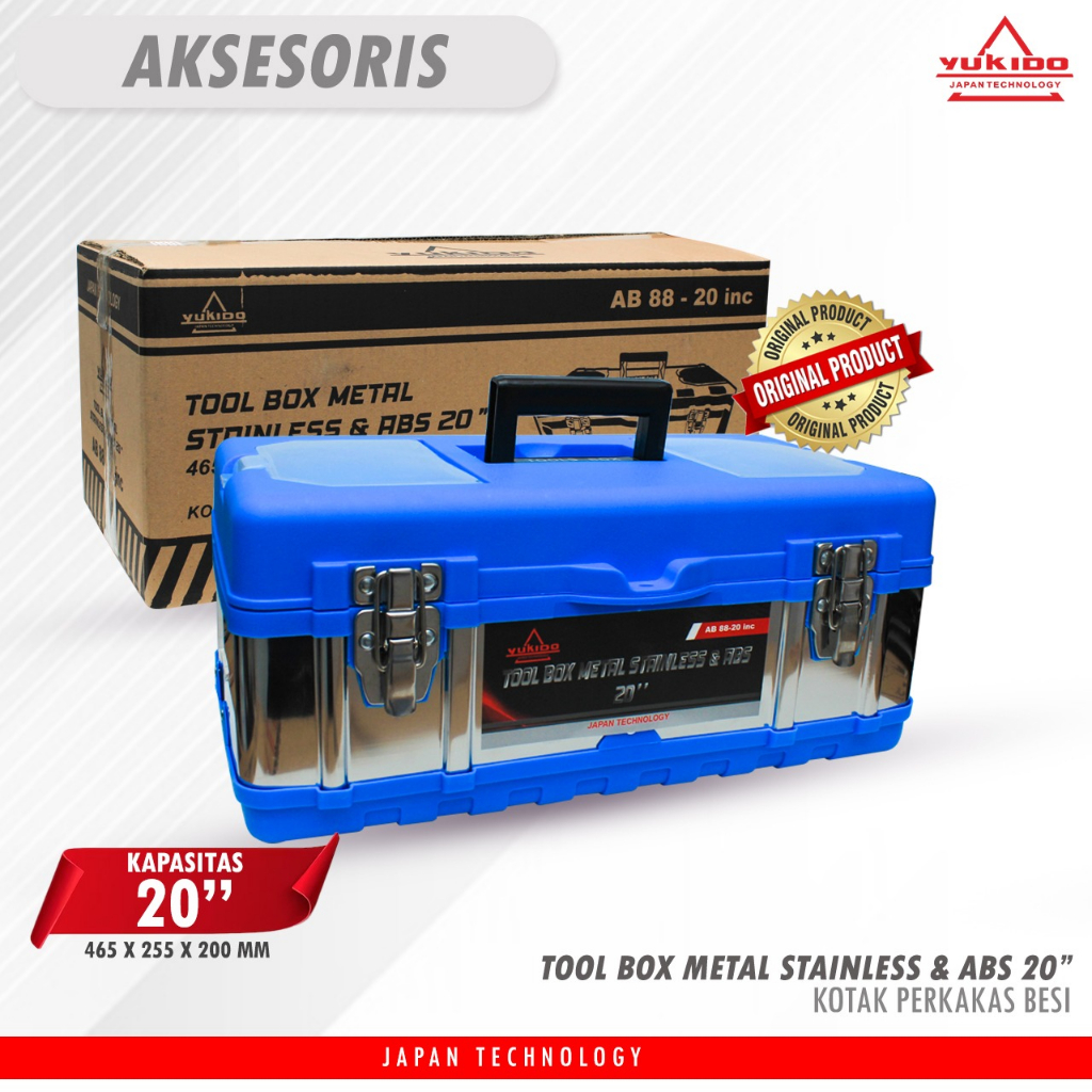 SS Tool Box Besar 20'' Bahan AWET & Tahan lama Toolbox Kotak Peralatan Perkakas/kotak perkakas 20inc