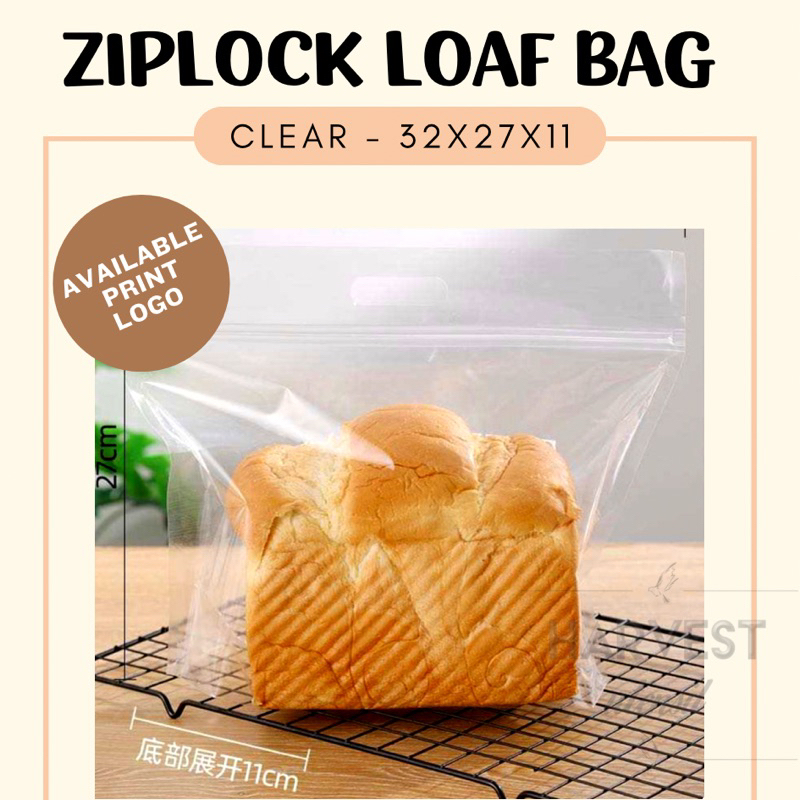 Sablon Plastik Ziplock Pouch Transparan Roti Tawar Gandum Toast Loaf Bakery Packaging