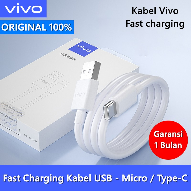 2024 Cable Charger VIVO Flashcharge Fastcharging BAWAAN Dari kardus HP Change Support TYPE C / MICRO
