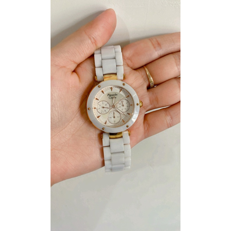 Second Jam Tangan Wanita Alexandre Christie AC 2807 BF BRGSL Ladies MOP Dial White Stainless Steel C