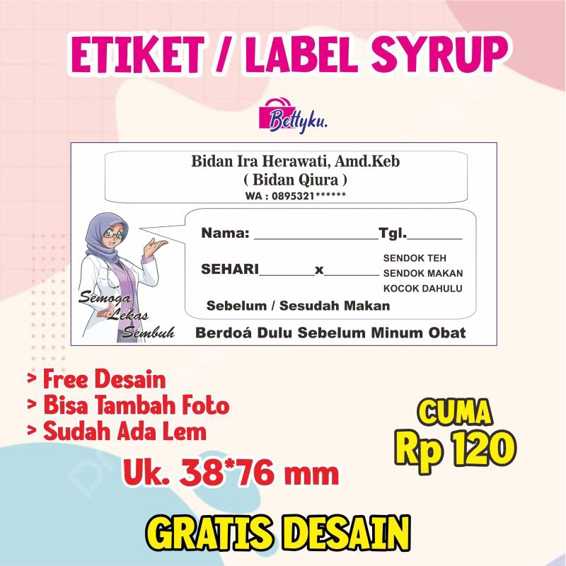 

Etiket Syrup - label Sirup - Label Custom sudah ada Lem