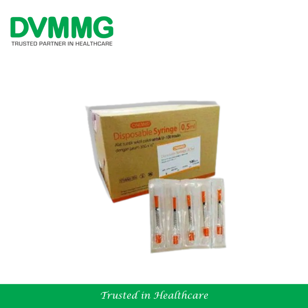 Onemed Spuit 0.5CC 100U 30G x 1/2" per Box U-100 Insulin