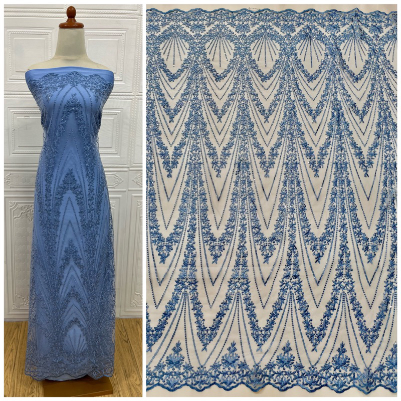 BRUKAT TILE AKAR PAYET SEQUIN BAHAN KEBAYA BRUKAT GAMIS