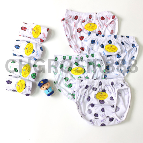 3 DAN 6 PCS CD CELANA DALAM ANAK LAKI-LAKI BOCAH BALITA TK SD MURAH MERK TENLING PUTIH MOTIF BOLA BA