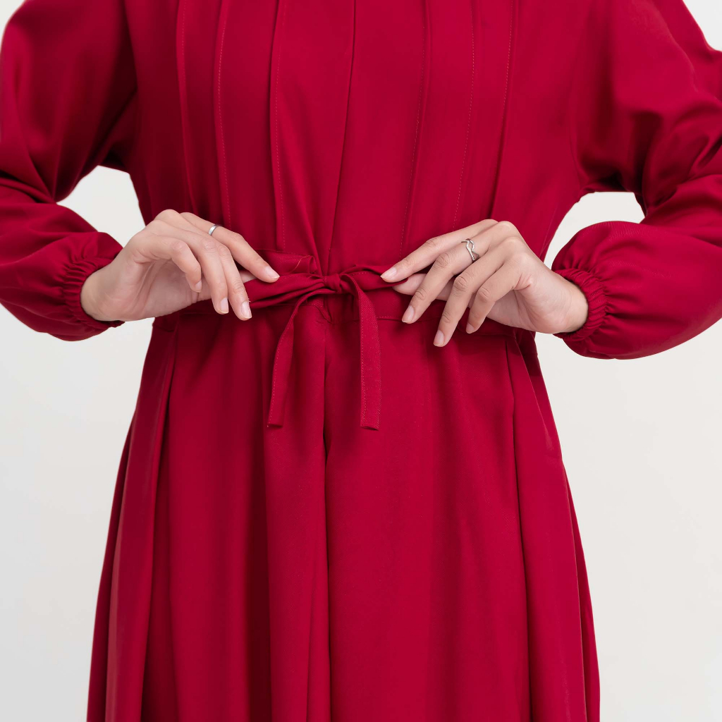 Gamis Melia Dress Menyusui Polos Lengan Panjang Wudhu Frienndly Baju Homey Dress OOTD Casual Daily-8