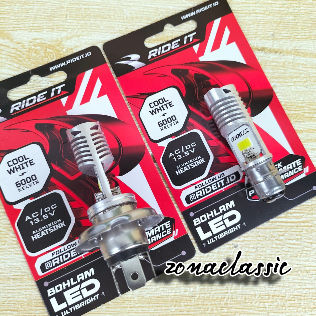 Bohlam LED H4 H6 Ulti Bright 2 sisi 18Watt x2 Dop Lampu Motor Bebek Vixion Matic Beat Vario Supra X 