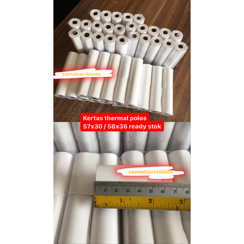 

Kertas Thermal polos/ Struk /Kasir/ EDC /Paper Roll 57x27/57x30 mm gosen/grab