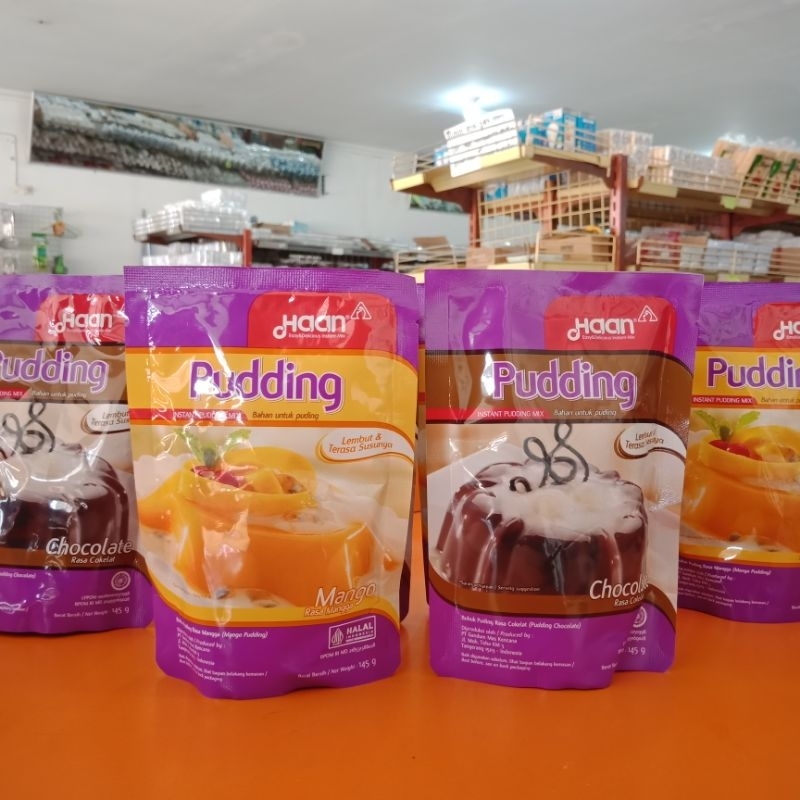 

Haan pudding instant powder 145gr rasa mangga dan coklat bubuk puding mix haan