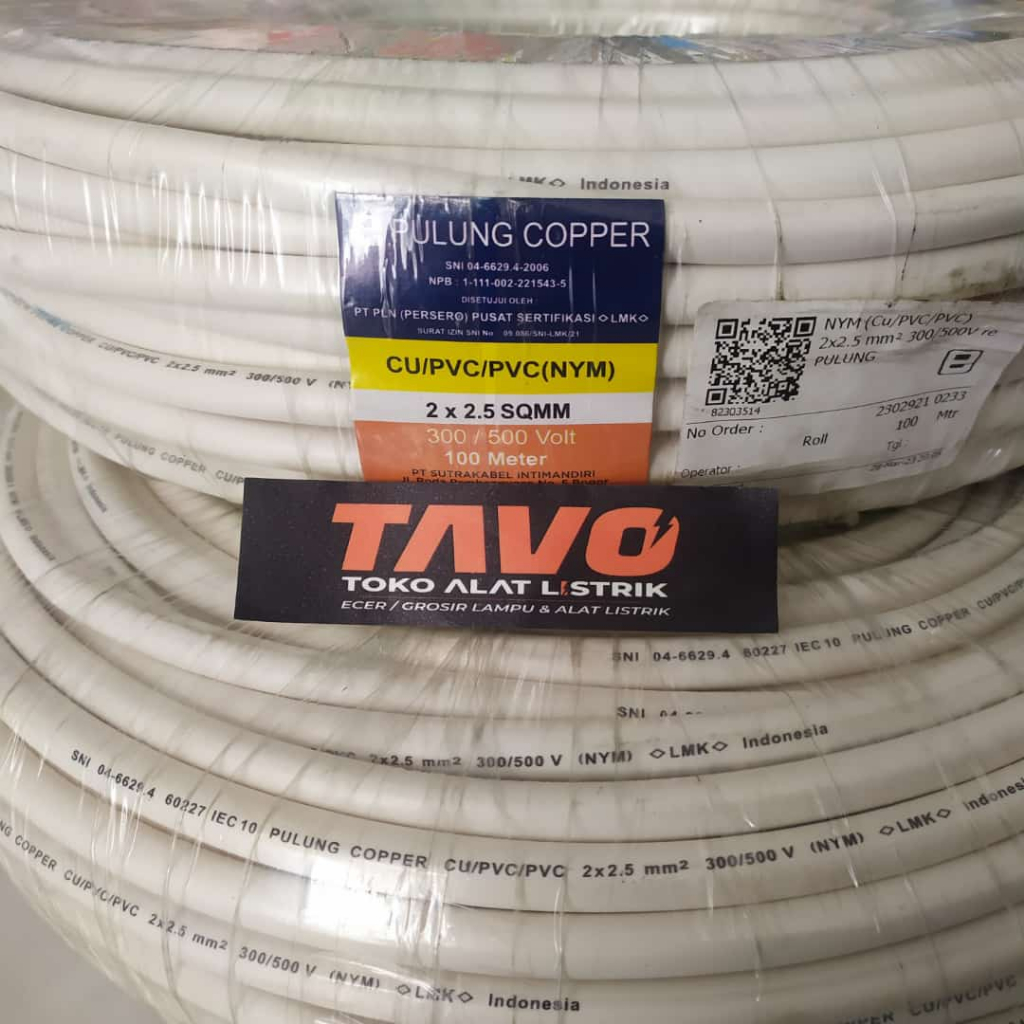 KABEL LISTRIK NYM 2x2,5MM 100 meter - PULUNG COOPER