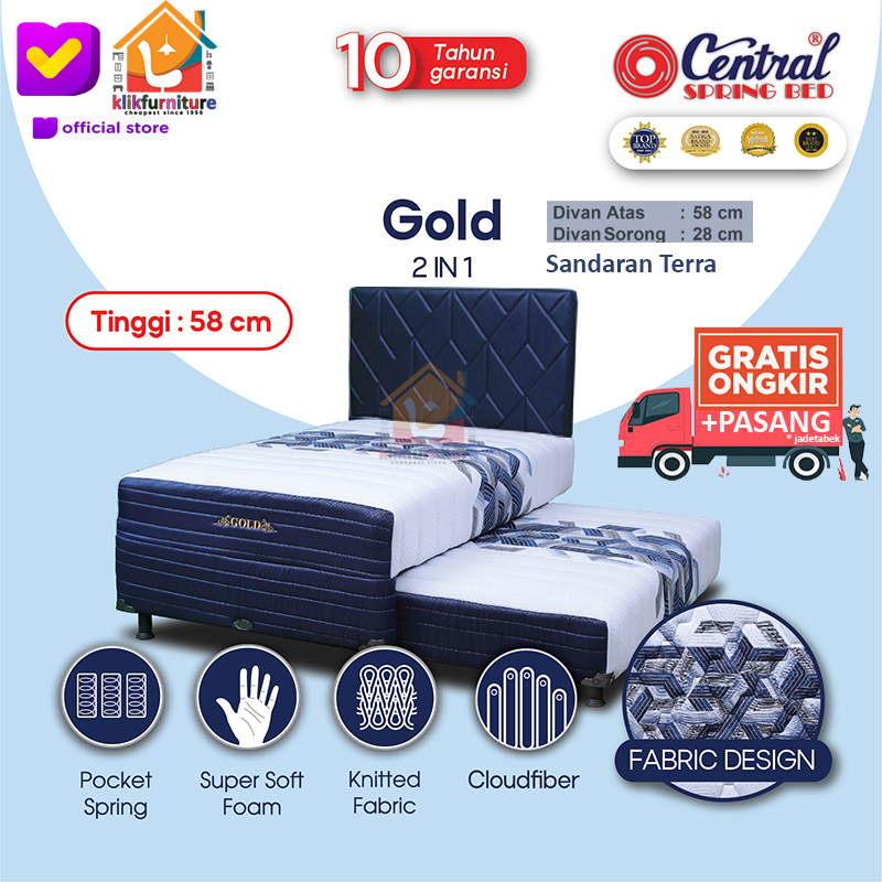 Springbed Central 2in1 Gold Sandaran Terra