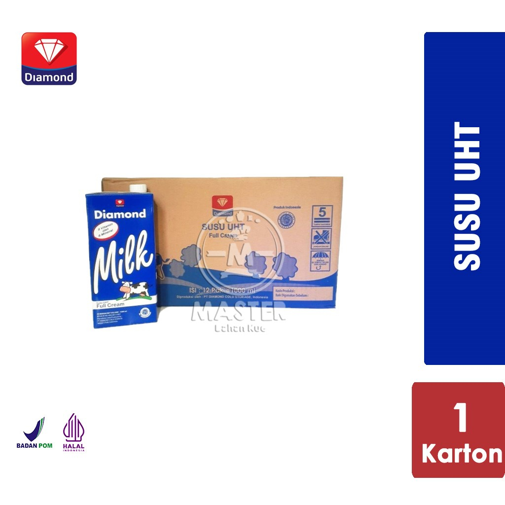 

GROSIR Susu DIamond UHT 1 Liter Full cream [1 Karton] KHUSUS INSTANT