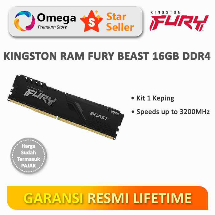 Ram Kingston FURY Beast 16GB DDR4 3200MHz