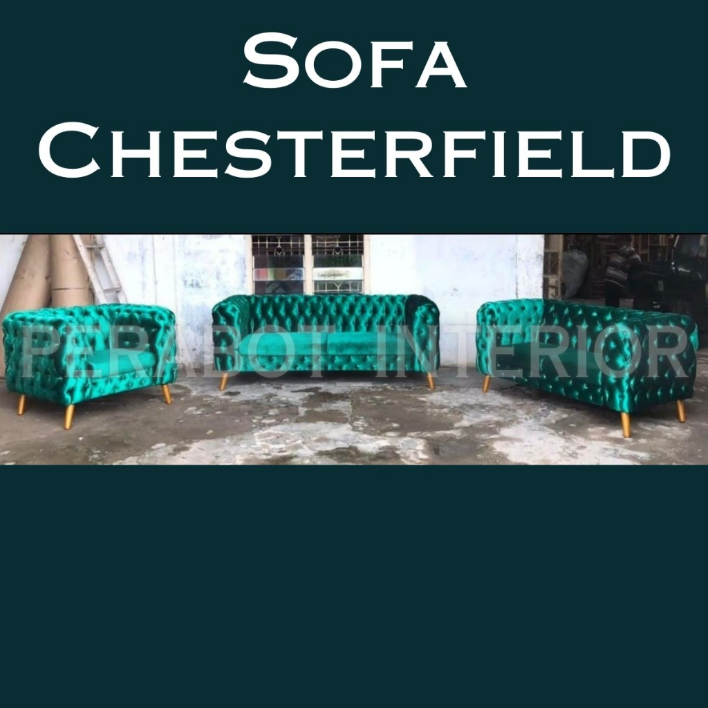 Sofa Chesterfield - Set Seater 321 Berkualitas Kain Baldu dan Busa Premium / Sofa Custome