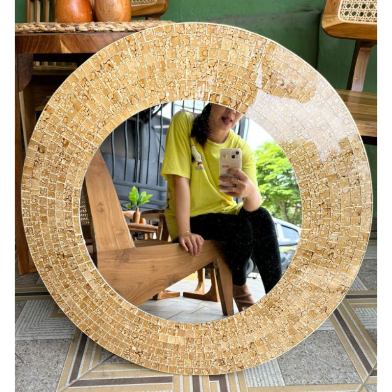 Cermin Mozaik Aesthetik Cermin Bulat/Cermin Unik/Cermin Cantik Homedecor
