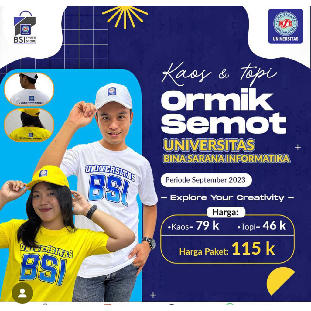 Kaos TShirt BSI Atribut Semot ORMIK UBSI 2023 NIM Ganjil Genap RESMI