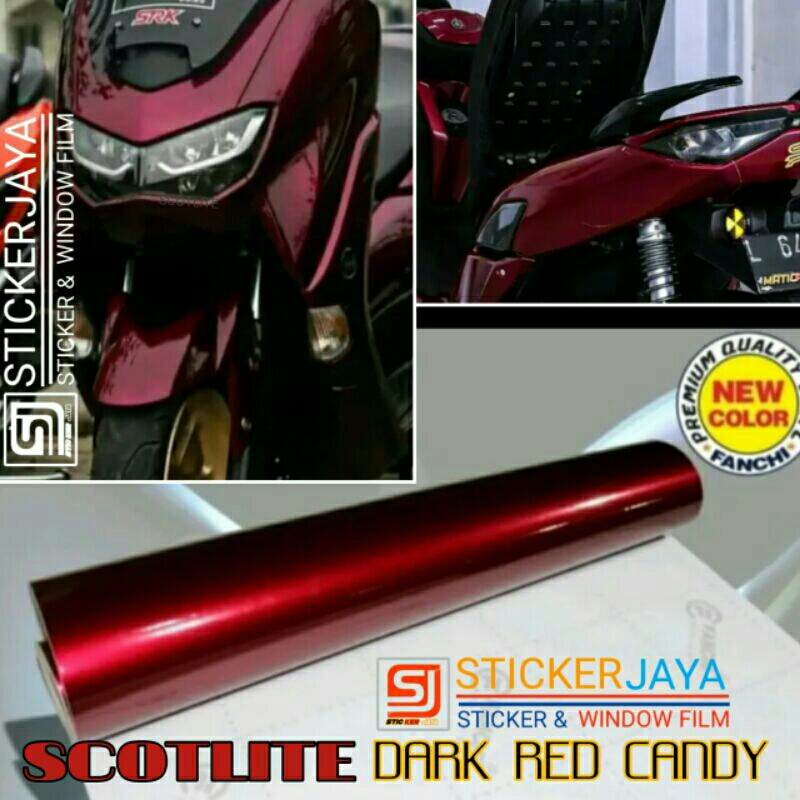 Sticker Scotlite Merah Tua Mettalik Candy Scotlite Dark Red Candy Skotlet Motor Vario Merah Tua Cand