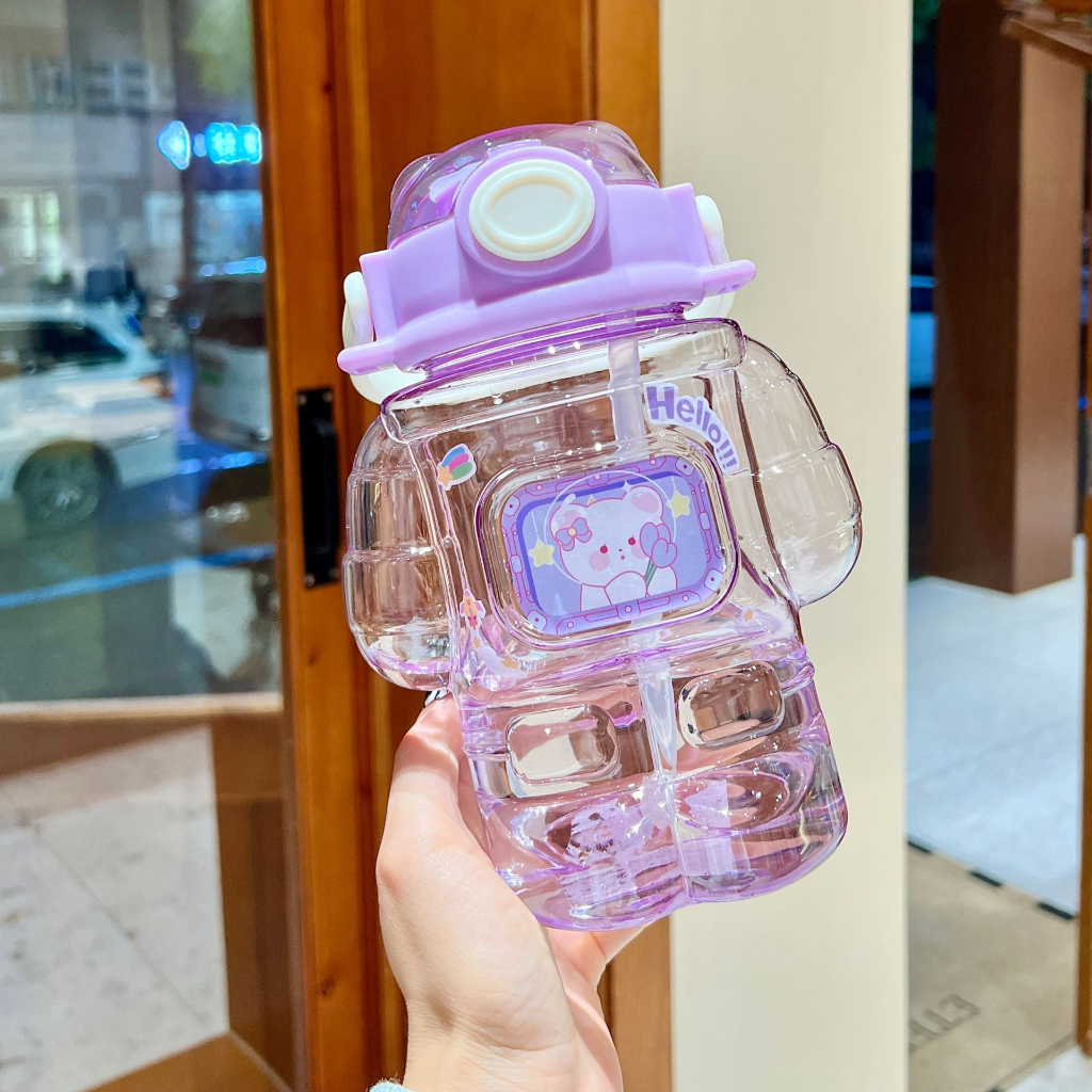 Botol Minum Plastik Anak Imut Kecil ROBOTIC Food Grade + Tali Panjang ROBOCOP / ROBOT WIDI