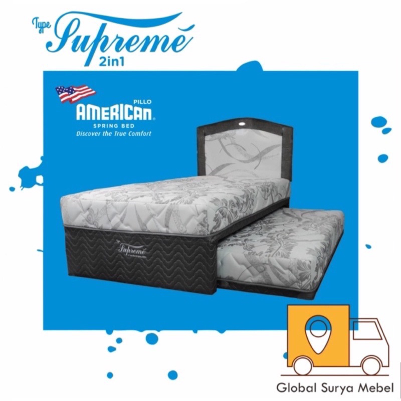 American Pillo Matras Kasur / Spring Bed Set Type Supreme 2 in 1