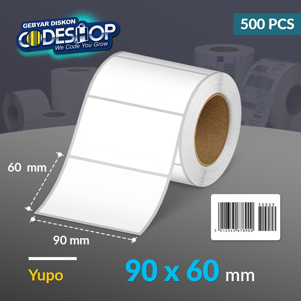 

Codeshop Label Yupo 90 x 60 mm 1 Line Stiker Printer Barcode Core Besar 3 Inch Isi 500 Pcs Anti Sobek Tahan Air Gesek