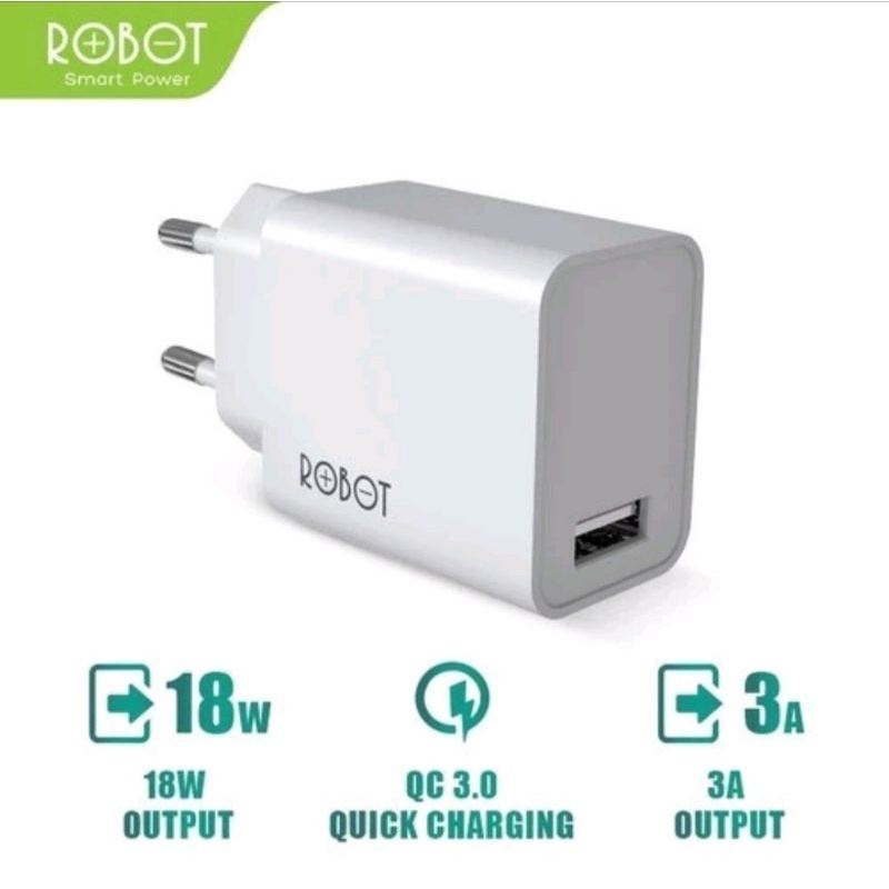 Adaptor Charger Robot RT-F1 Batok Charger 18W Qc 3.0 3A Quick Charger