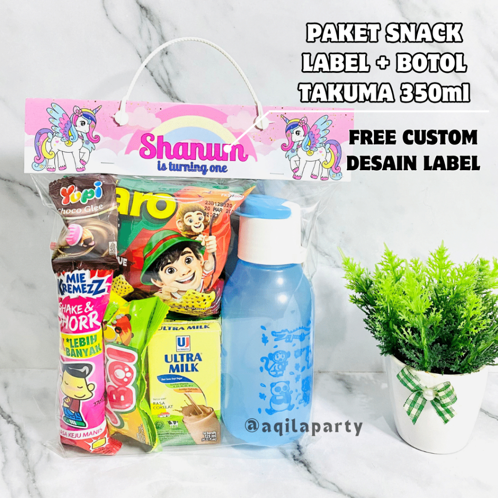 

PAKET SNACK ULTAH ANAK LABEL / SOUVENIR ULTAH ANAK MURAH / HAMPERS