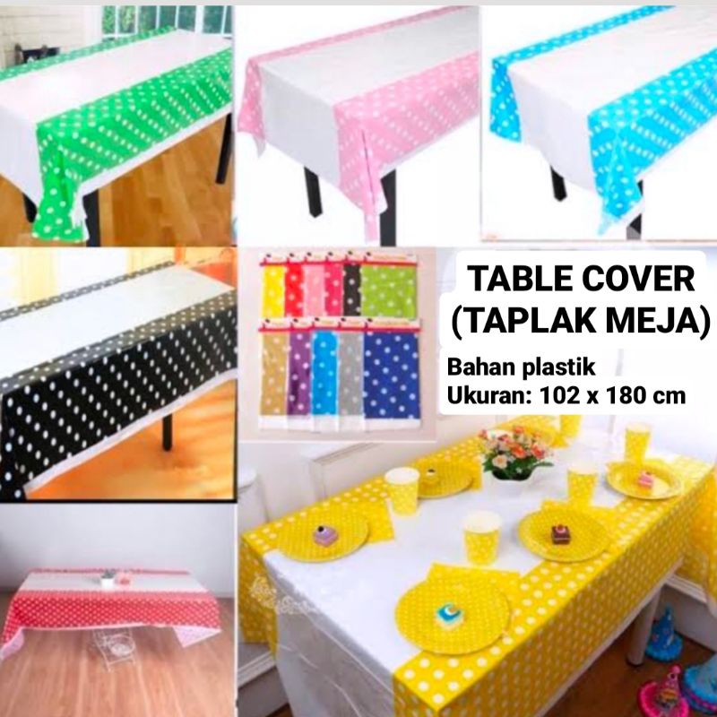 TAPLAK MEJA TABLE COVER PESTA ULANG TAHUN ULTAH ALAS MEJA POLKADOT PLASTIK HIASAN ACARA DEKOR DEKORA