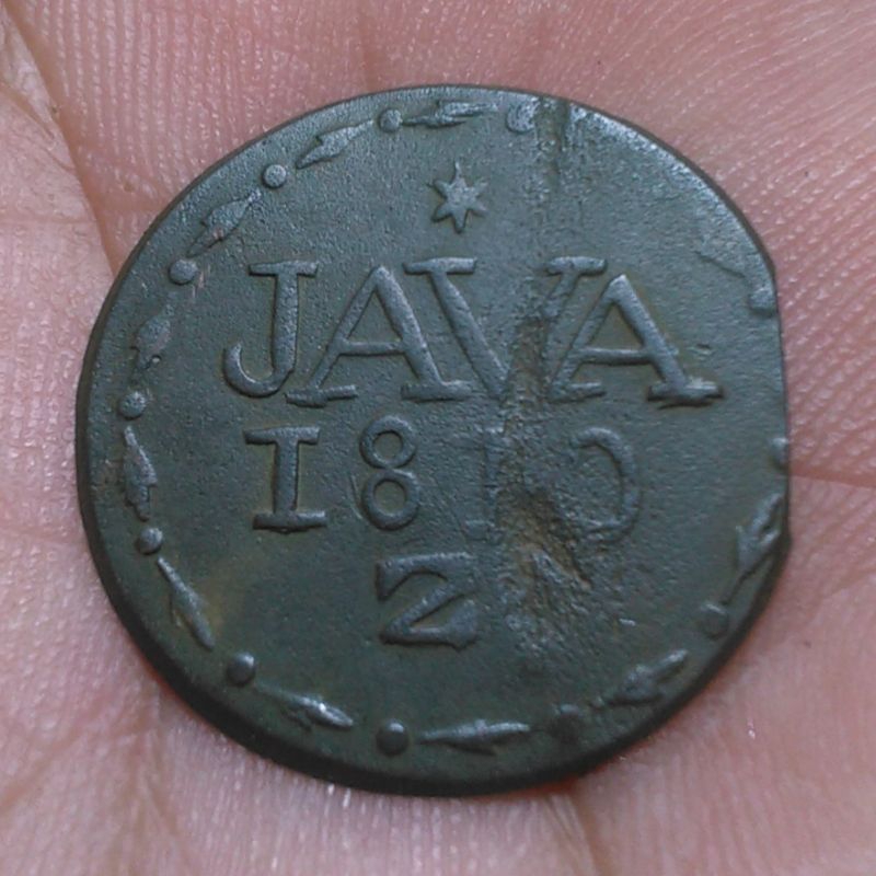 Koin 1 Duit Java Napoleon 1810 Z Head-Arrow RR