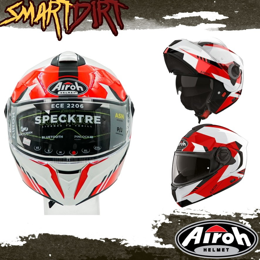 Airoh Specktre Clever Red Gloss helm airoh modular helm full face ORI