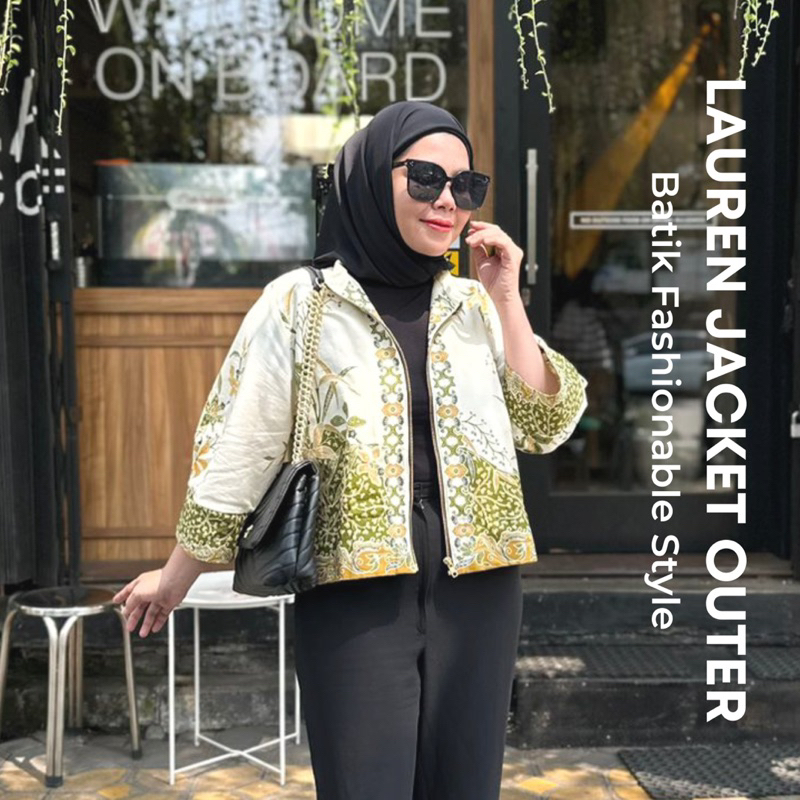 Batik Lauren Outer jakte Blouse Kantor Kerja Wanita Hijab jumbo Bigsize Batik Printing Premium
