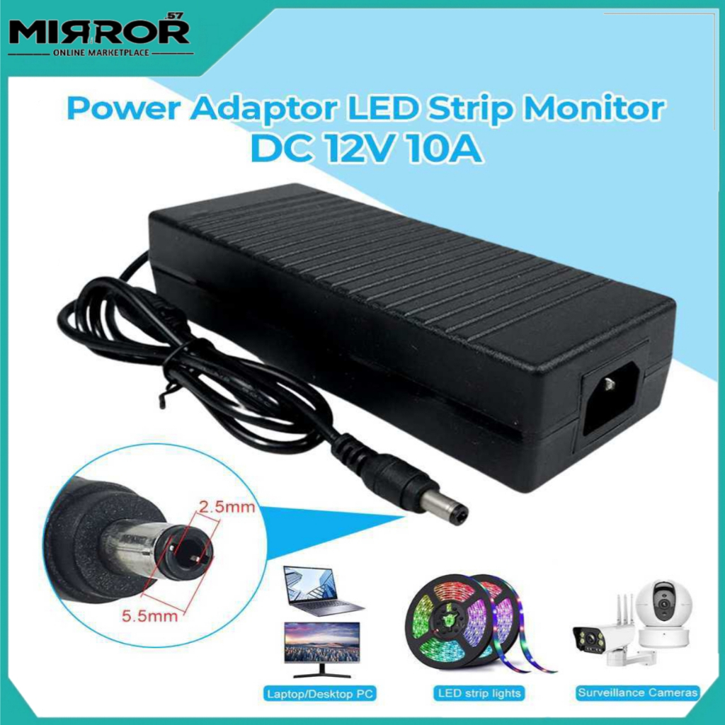 Adaptor Power Supply DC 12V 10A Untuk Modem Orbit, Router, CCTV, LED Strip, Amplifier, Monitor, LED 