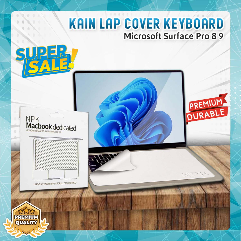 NPK Kain Keyboard Microsoft Surface Pro 8 9 Lap Microfiber Zig Zag Microfiber Premium Sampul Selimut
