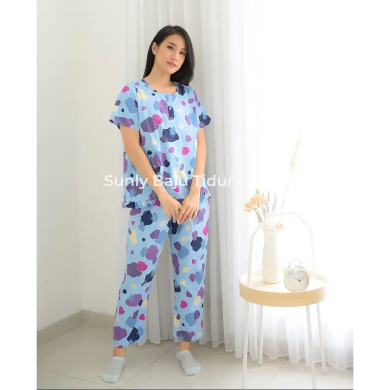SUNLY UK 18-24 CELANA PANJANG LENGAN PENDEK, UK STANDAR BAJU TIDUR SUNLY