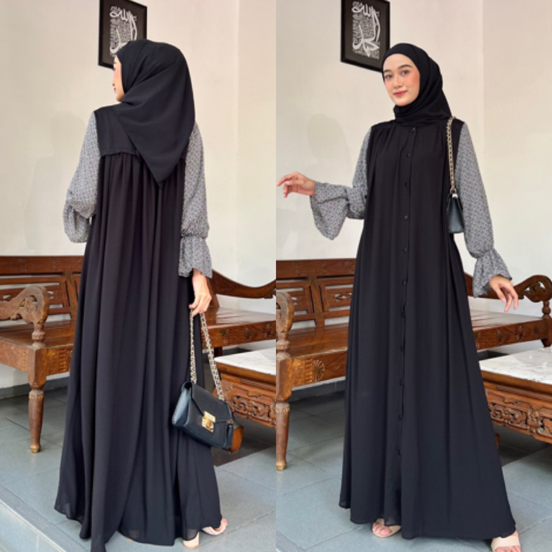 Lareta daily dress gamis wanita bahan babydoll ultimate premium full furing by 4season hijab