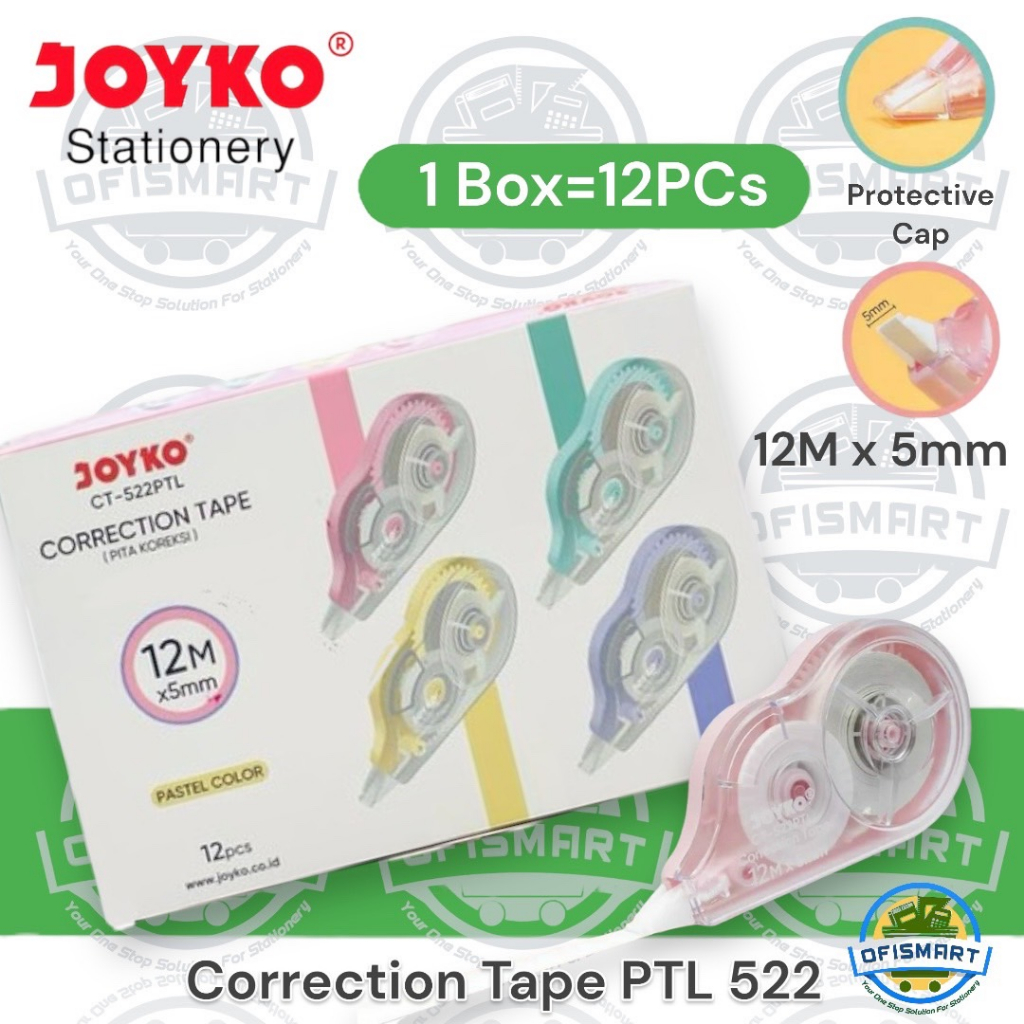 

Joyko Correction Tape Tipex Kertas CT-522 Pastel | @1Ktk=12 PCs