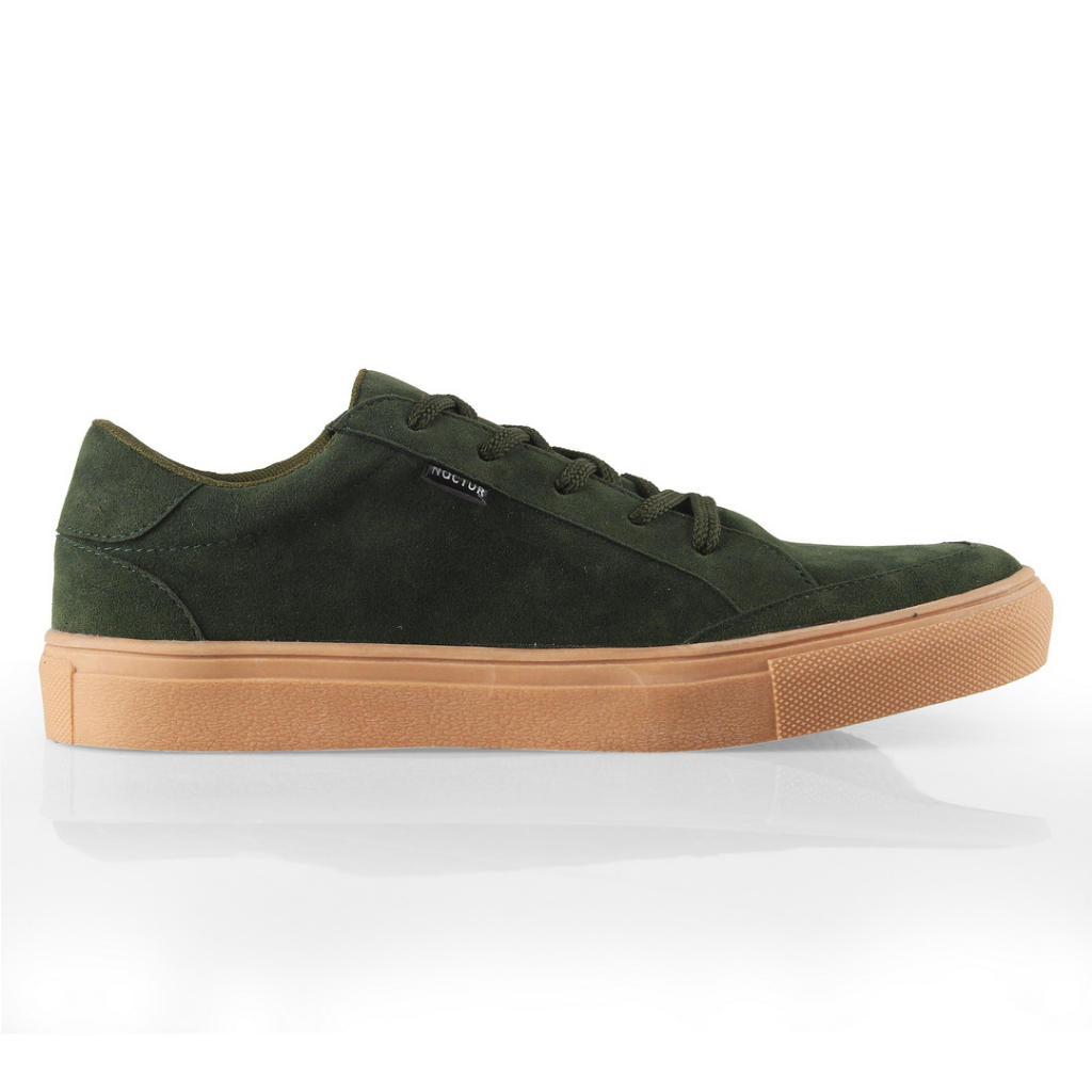 NOCTUR - Sneakers Pria Hijau Army Bahan Kulit Suede N-200