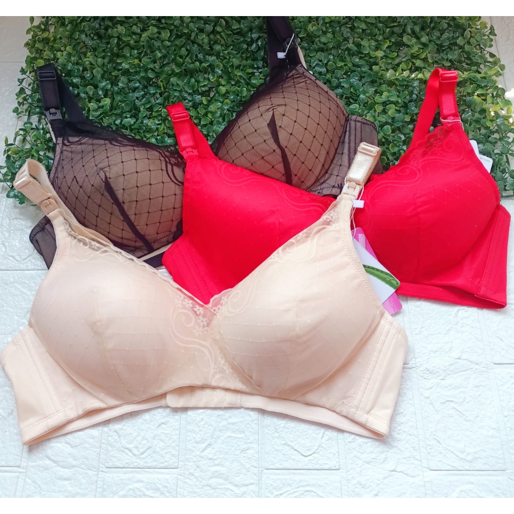 Bh Bra Menyusui / Bra Wanita Dewasa / Bra Cup C / Bra Kombinasi Jaring Brukat / Busa Standar / Kait 