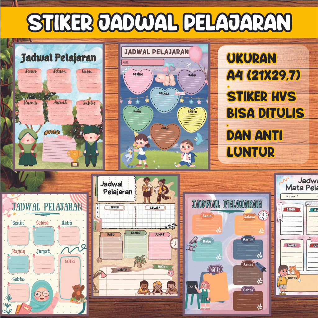 STIKER JADWAL PELAJARAN BISA DITULIS