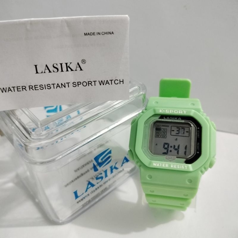 JAM. TANGAN LASIKA ANAK  DIGITAL SEGI STRAP RUBBER