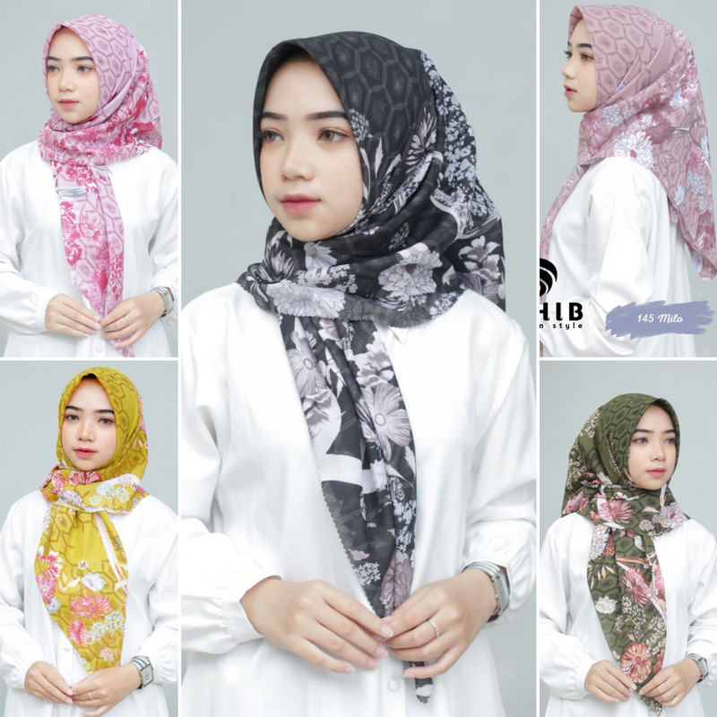 Hijab Segiempat Voal Motip premium Kiara Series