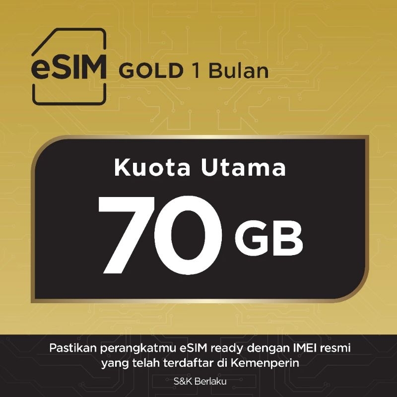 eSIM XL Prioritas 70GB / Bulan Nomor Super Cantik