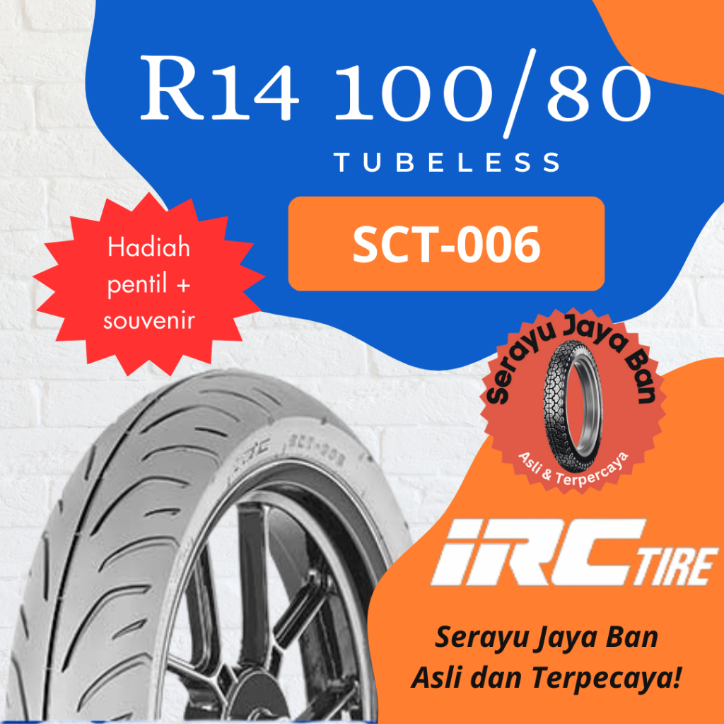 Ban motor IRC ring 14 100/80 SCT 006  tubeless