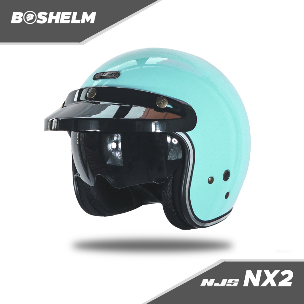 BOSHELM Helm Retro NJS NX2 EASY GREEN Helm Half Face SNI