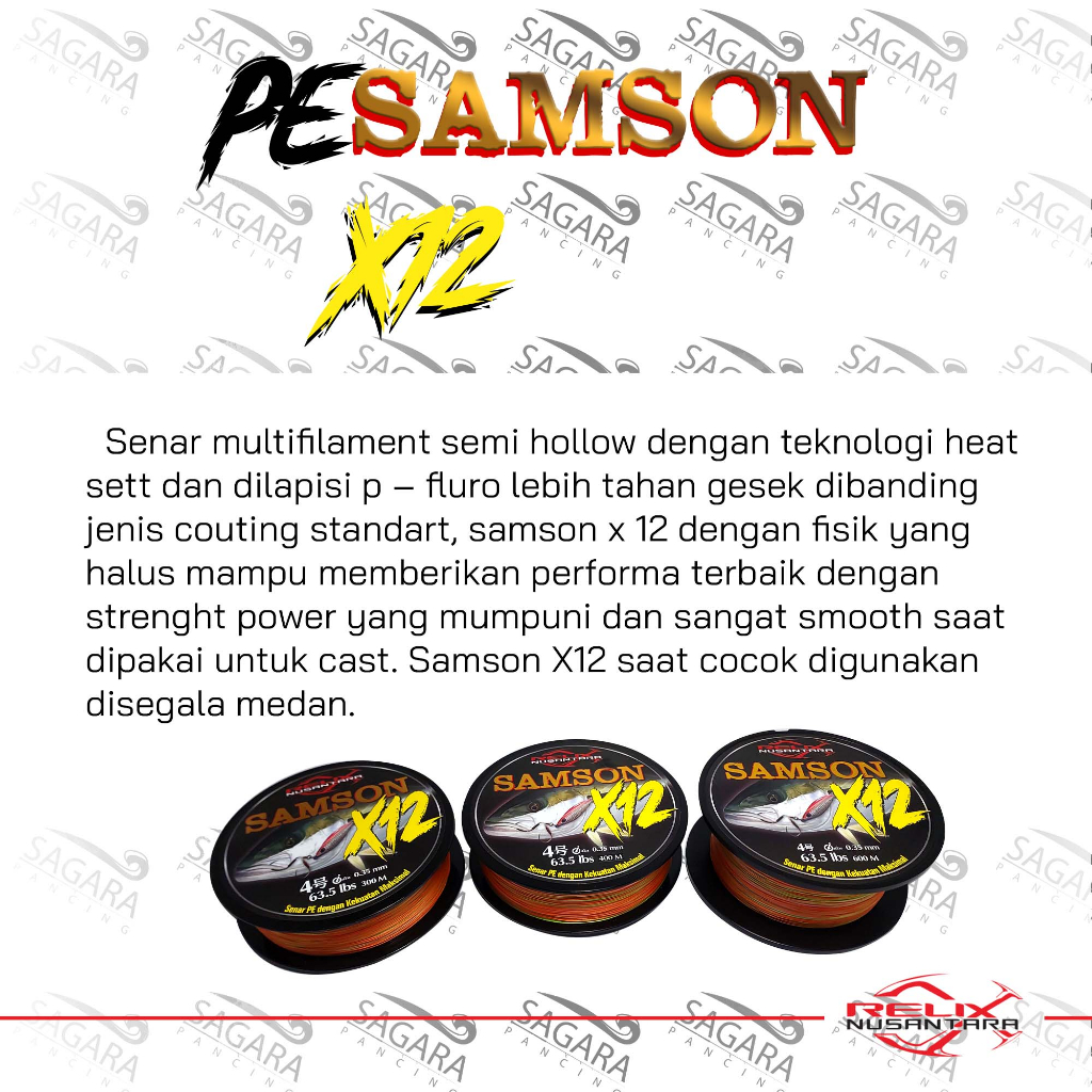 RB Senar PE Samson X16 PE Samson X12 300 400 500 600 Meter PE Relix Nusantara Senar Pancing